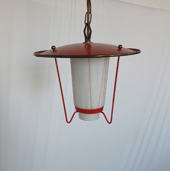 Pendelleuchte aus den 1950er Jahren – Pendelleuchten, Glass, Metal, Vintage (photo 8 of 8)
