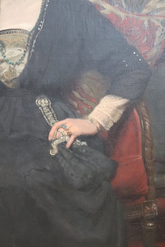 Image 1 of Groot olieverfschilderij op canvas, Portret van een dame, gesigneerd en gedateerd 1913