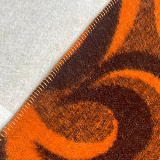 Aabe Vintage Wollen Deken Jaren 70 Oranje En Bruine – Decoratieve objecten, Wool (photo 11 of 11)