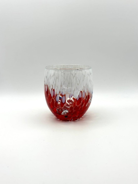 Image 1 of Set di 7 bicchieri in vetro soffiato veneziano con murrine Effetre Murano fuse nel vetro, hand made in italy.