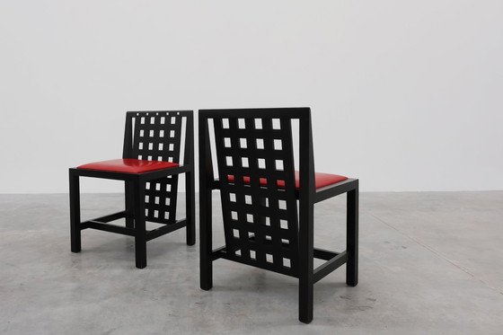 Image 1 of Ensemble de 4 chaises de salle à manger DS3 par Charles Rennie Mackintosh pour Atelier international, Italie, années 1970
