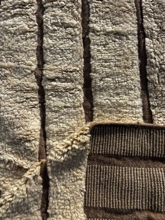 Image 1 of Moroccan White Wool Mrirt Rug 200x300cm- Moroccan Berber Beni Ourain Rug - White Authentic Carpet - Modern Design Rug - Hand Mad