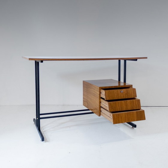 Image 1 of 1x Schrijftafel in mid-century modern stijl, messing en metaal, Italië jaren 1960