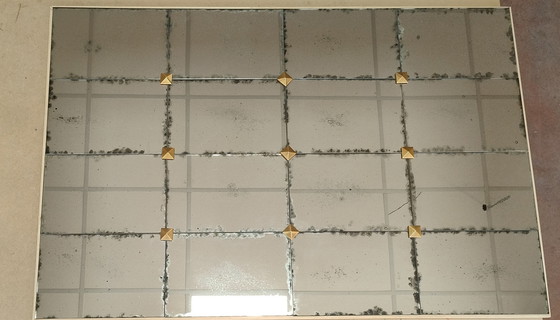 Image 1 of Mirror Composed of Hand-Silvered and Antiqued Mirror Tiles with Craft Studs, in Several Sizes