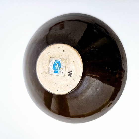 Image 1 of Mid-century Modern Art Pottery Deep Plate From 1970s | Vintage Hand-painted Ceramic Home Decor Plate From Hungary | 23.5cm 