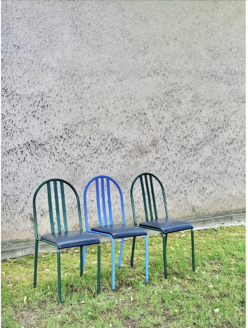 Set of 3 Dining Chairs by Robert Mallet-Stevens, Model 222, Pallucco, Italy, 1980s – eetkamerstoelen, Metal (photo 2 of 15)