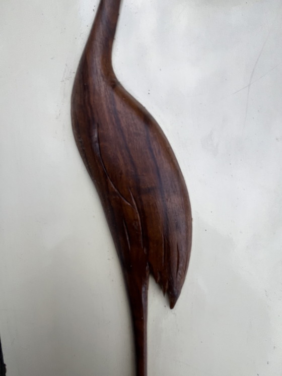 Image 1 of Vintage mid century kraanvogel wandpaneel 