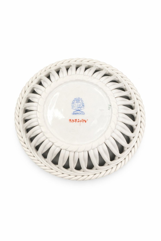 Image 1 of Vintage Herend Hungary Mini Basket Apponyi Green 7373 AV – New in Box