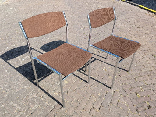 Set van 2 Vintage Gijs van der Sluis Eetkamerstoelen – Jaren 70 Dutch Design