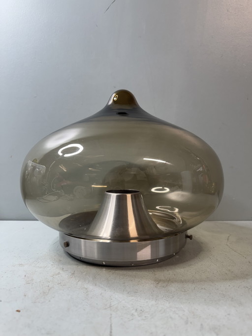 Beautiful Vintage Dijkstra Space Age Ceiling Light (Smoked Glass, 70s) – Dijkstra Lampen, plafondlampen, Metal