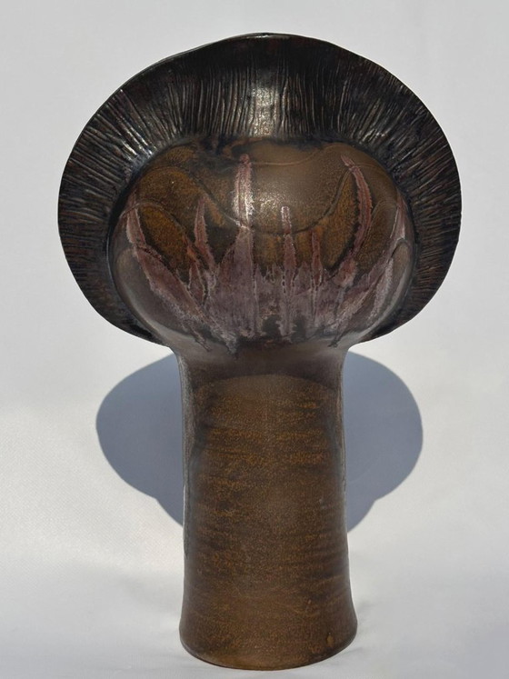 Fritz van Daalen Studio-Keramik Totem Vase, 1960er-70er Jahre, Vasen, Braun (Foto 3 von 7)