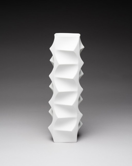 HUTSCHENREUTHER Biskuitporzellan Ikonische ARCHAIS Vase Heinrich FUCHS Op Art