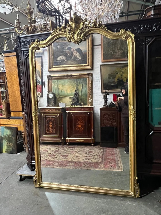 Miroir hauteur 214 cm, cheminée style Louis XV., Bois (photo 13 sur 17)