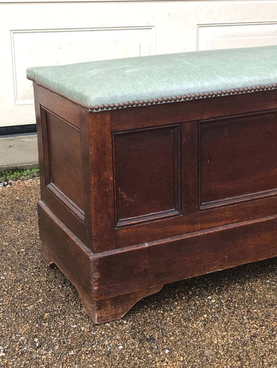 Image 1 of Antique wooden and tapestry chest