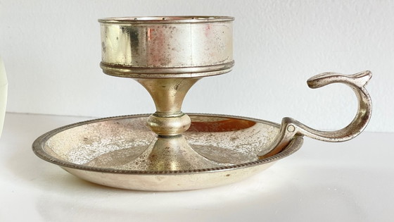 Image 1 of PHOTOPHORES Verre BOUGEOIR Argenté VINTAGE