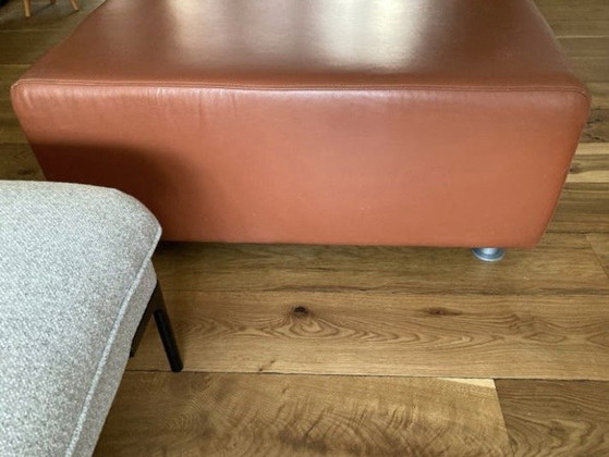 Large leather footstool or pouf 104x104x43cm – Footstools & poufs, Metal (photo 5 of 9)