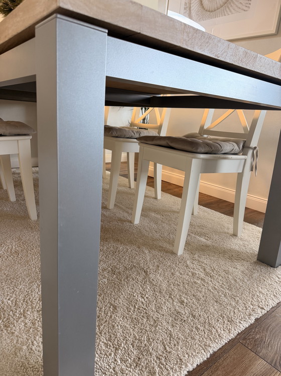 Image 1 of Handgemaakt, uniek designstuk: massief eikenhouten eettafel (250 cm)