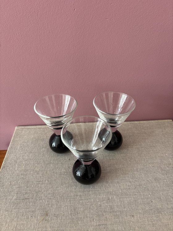 Image 1 of Art deco globe glasses 3x shot glasses