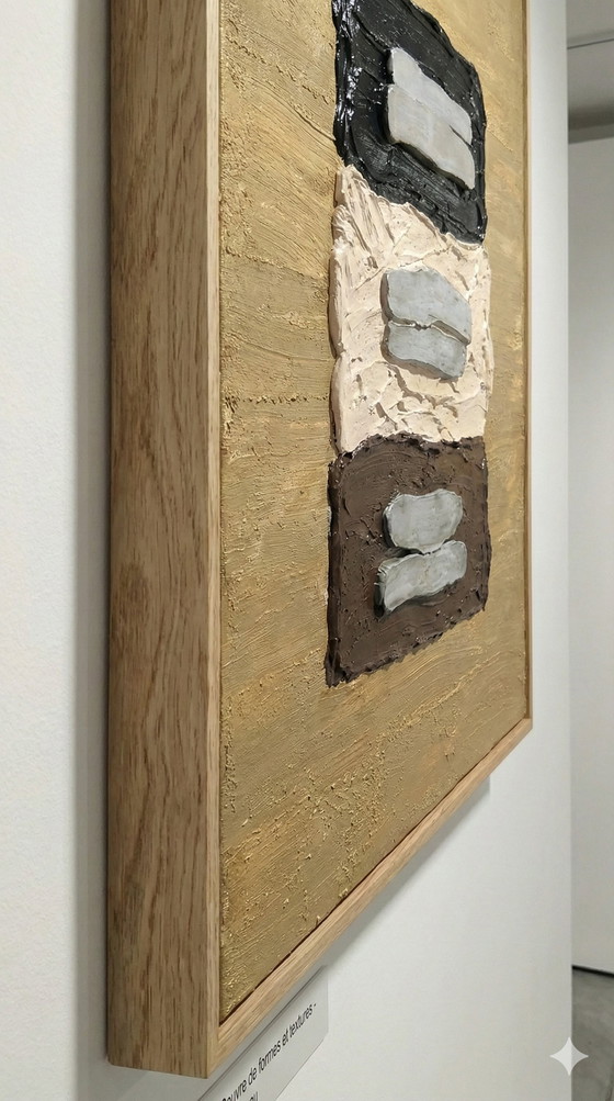 Image 1 of Abstract "Textured Art" Painting - Original Silver & Black Artwork - Modern Japanese Style