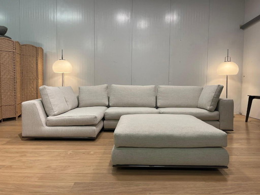 Canapé d'angle et tabouret Minotti Hamilton, récemment retapissés + Garantie