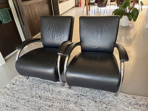 2x Molinari armchairs, black