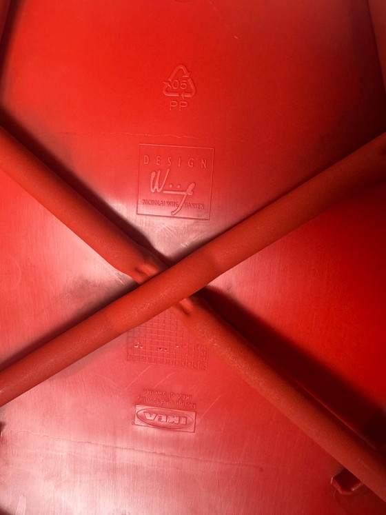 2x IKEA Designer Nicholai Wiig Hansen Stühle, Esszimmerstühle, Metall, Kunststoff, Rot (Foto 6 von 10)