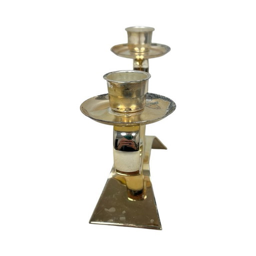 Vintage modernist WMF two-arm candle holder, Radtke model (1958), silver-plated, 1960s.