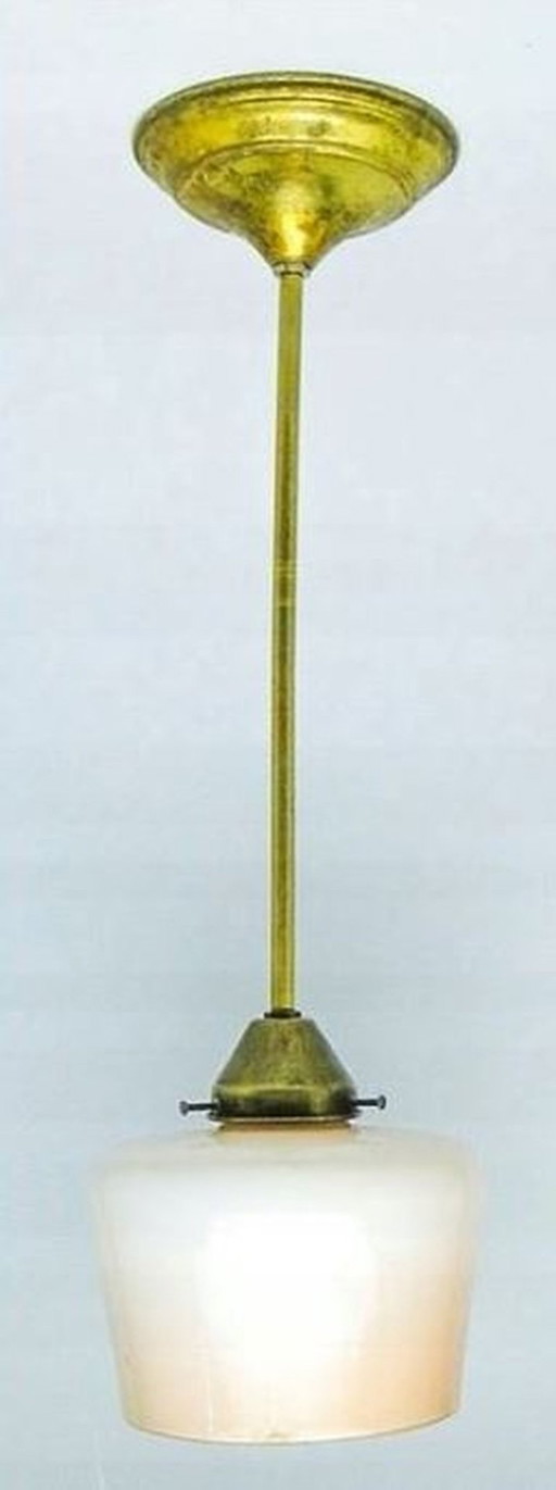 Mid-Century Pendant Lamp in Brass and Glass, 1950s – hanglampen