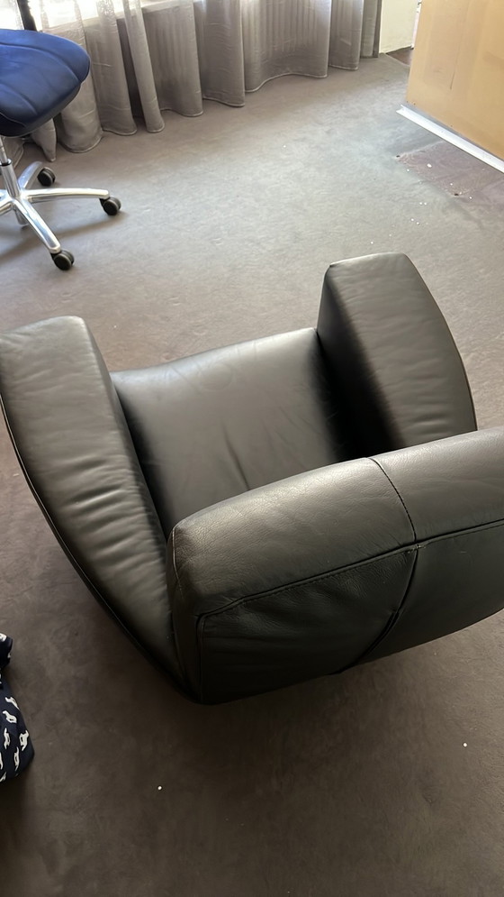 Image 1 of Label Longa Fauteuil zwart leren stoel Gerard van den Berg