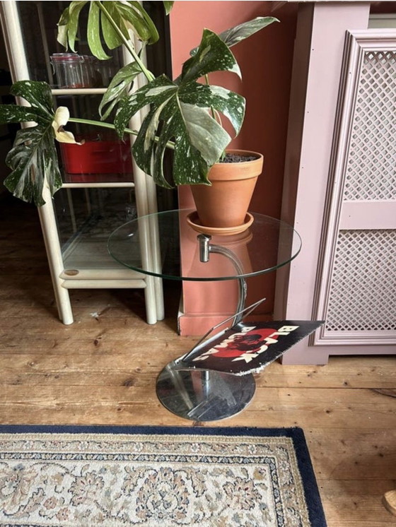 Image 1 of Vintage design bijzettafel glas & chroom space age