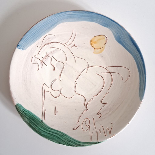 Giovanni Poggi Pferdeteller, Werkstatt Giorgio Albisola – decoratieve objecten, Ceramic