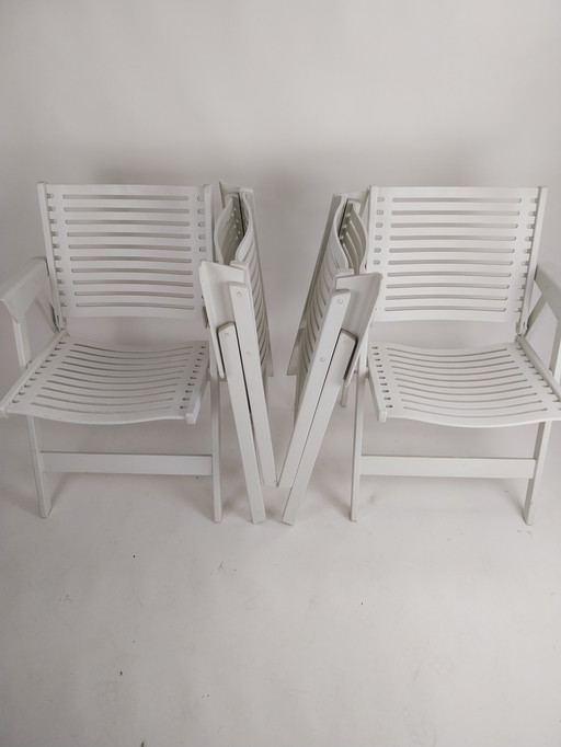 4 x Niko Kralj REX folding chairs. By Stol.  Original white.