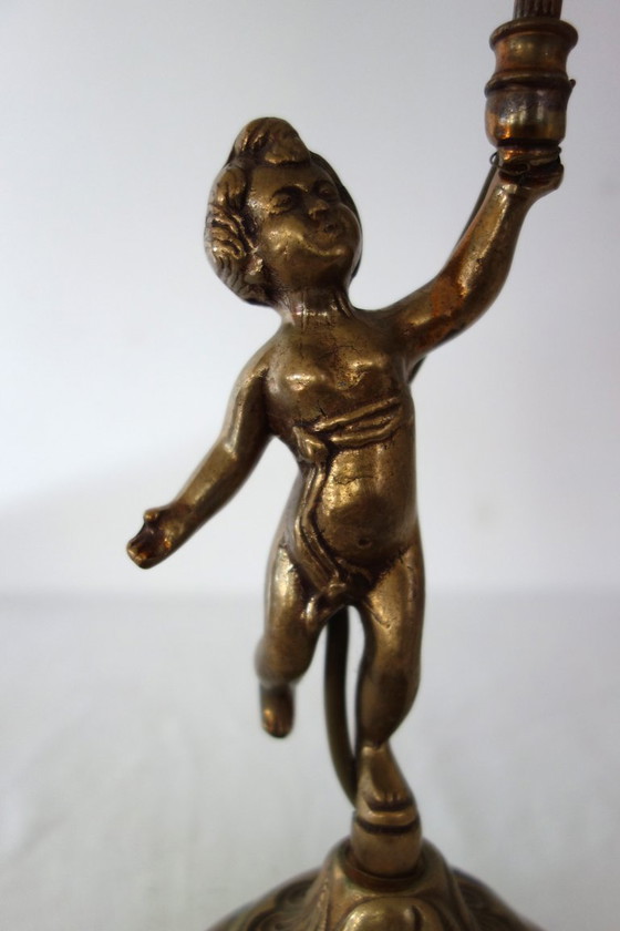 Image 1 of Art Deco brass cherub or angel lamp