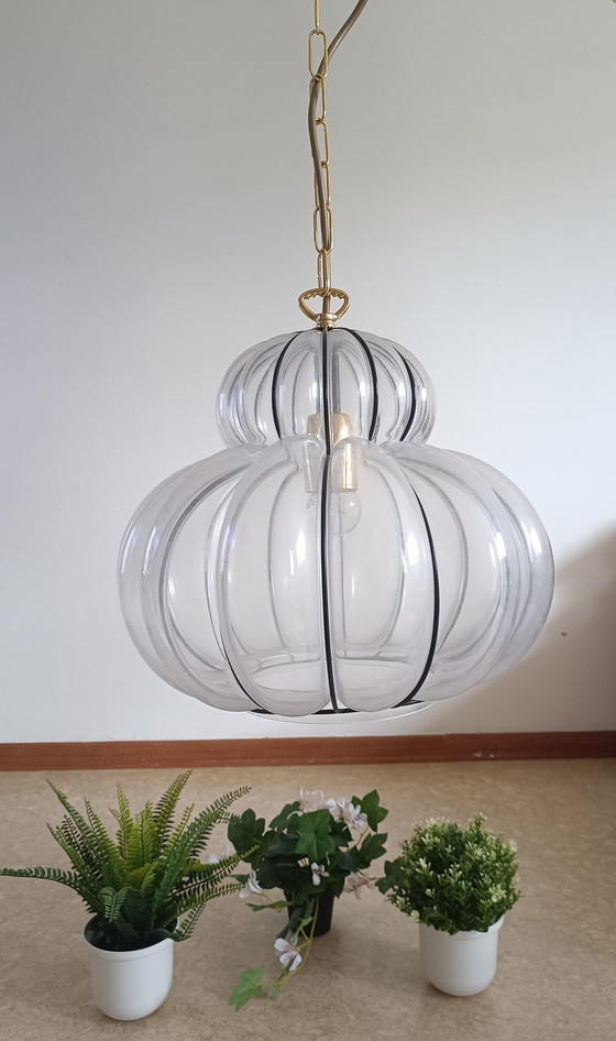 Image 1 of MURANO  Lampada a sospensione Zucca - Soffiato in gabbia -New