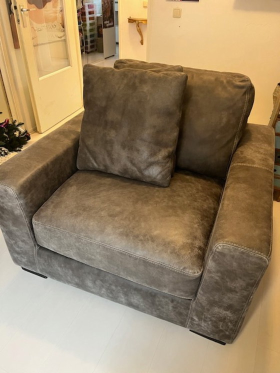 Image 1 of Sillón Loveseat Sillón Sofá Cuero Gris Materias Primas