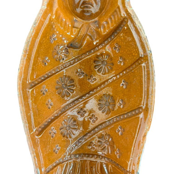 Antique French Terracotta Baby Cake & Pâté Mold Yellow, Decorative Objects, Ceramic, Orange (photo 6 of 7)