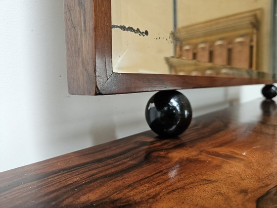 Image 1 of 1940s Art Decò sideboard in walnut burl with mirror