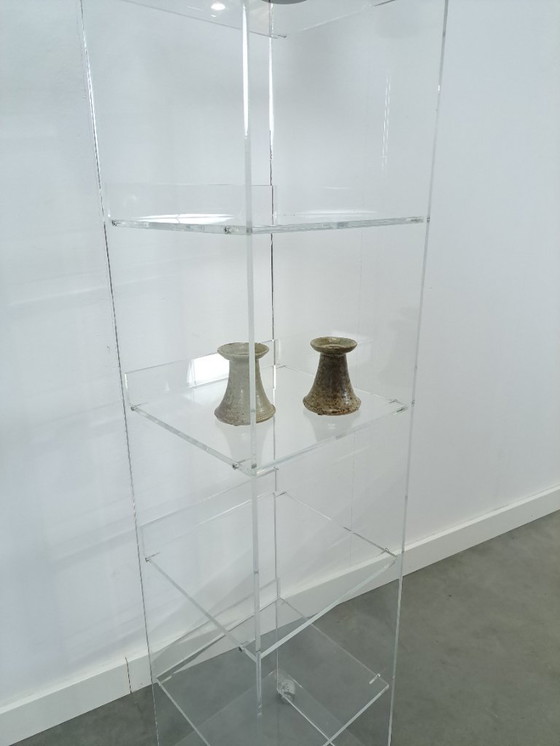 Image 1 of Plexiglass Shelving Unit Storage Cabinet on Wheels