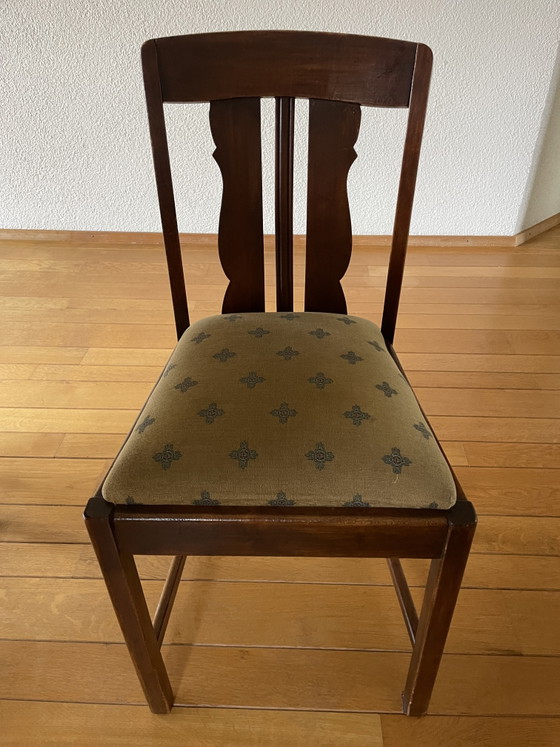 Antique oval table with chairs – Dining set, Textile, Wood (photo 4 of 9)