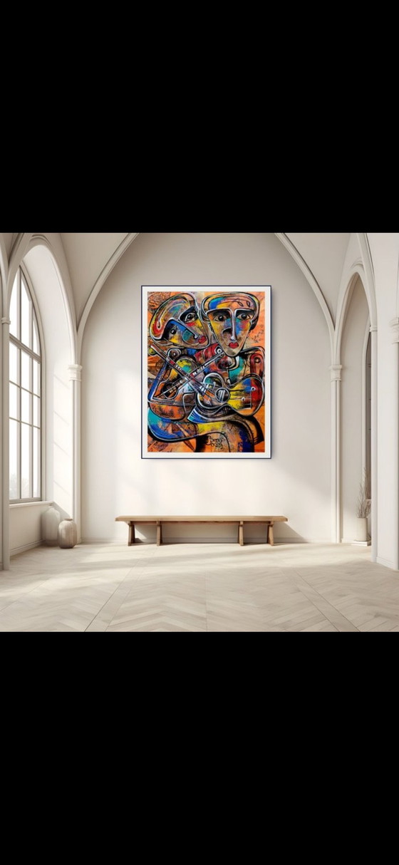 „Musicos“ Simeon Gonzales – Gemälde & Zeichnungen, Leinwand (photo 2 of 6)