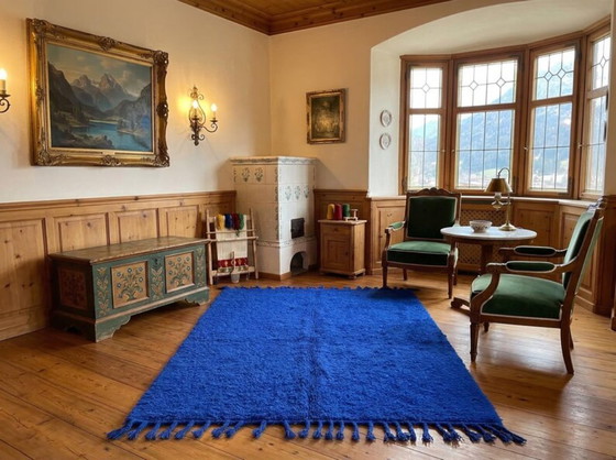Magnifique tapis artisanal bleu en laine 200cmx300cm – Cotton (photo 4 of 12)