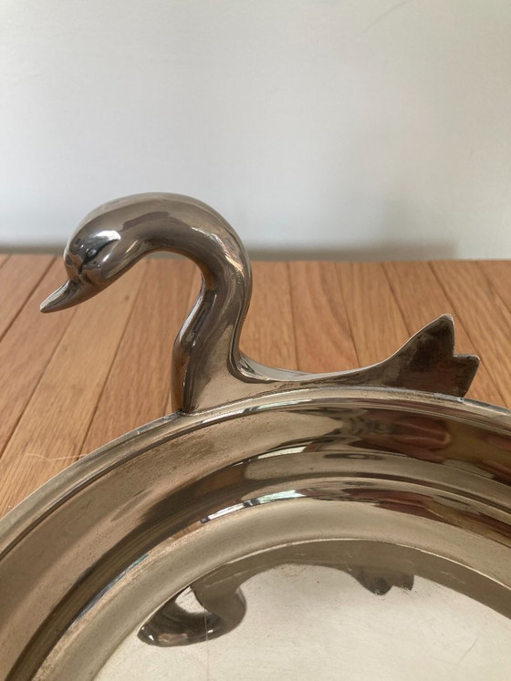 Centrotavola placcato in argento con manici a forma di cigno – Elegante lusso di metà secolo (photo 7 of 10)
