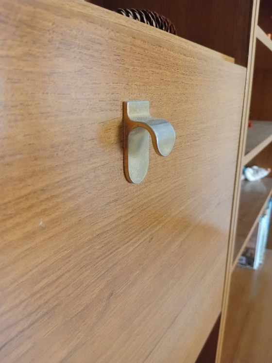 Deens design vintage wandkast, boeken kast, highboard retro/ mid century Scandinavisch teak kleur – Metal (photo 5 of 5)
