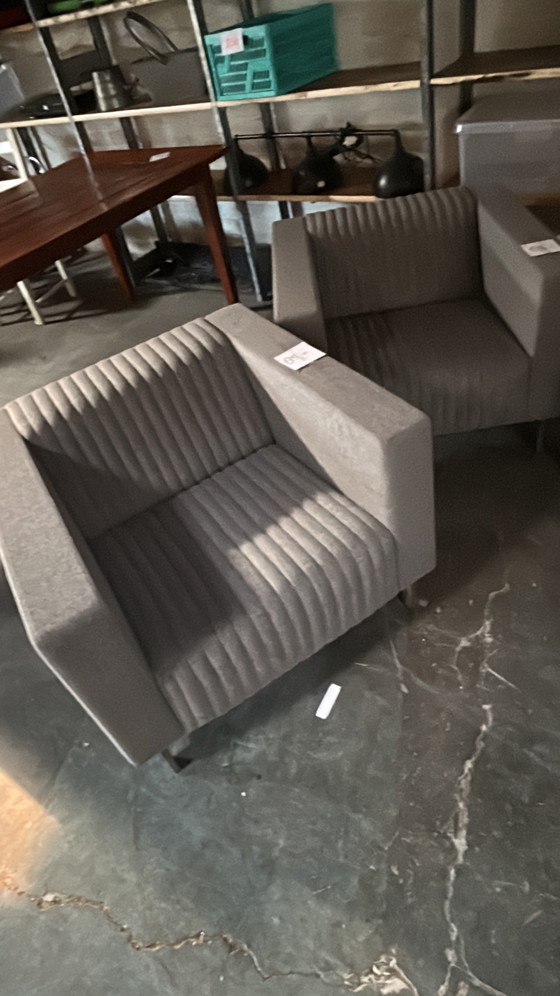 4x Deberenn Mona Design Armchairs Light Grey Ribbed Fabric - As Good As New – Textile (photo 4 of 12)