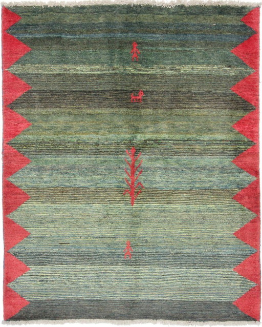 Tappeto persiano originale Gabbeh Ghashghai tappeto orientale 214 cm x 172 cm vecchio naturale