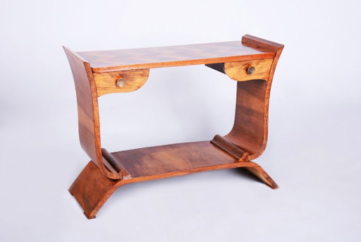 Restored Art Deco Side Table, Walnut, Revived Polish, France, 1920s – bijzettafels, Metal, Wood