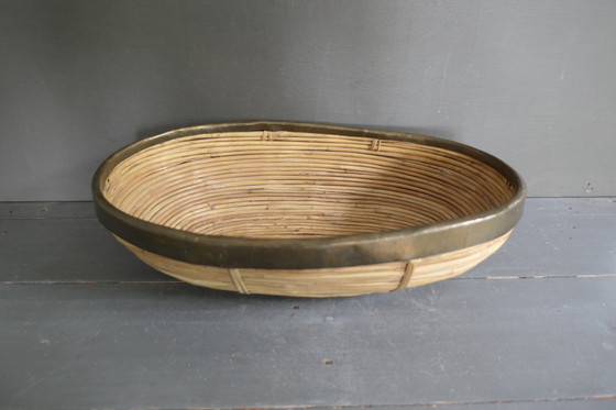 Image 1 of Ciotola/cestino vintage in rattan Gabriella Crespi ovale