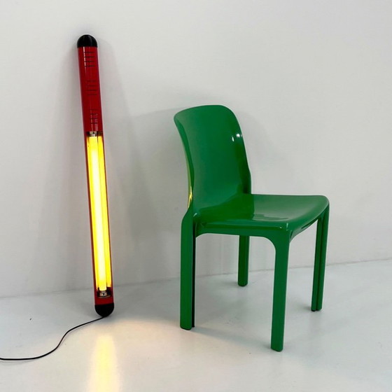 Image 1 of Mittlere rote Neonröhrenleuchte von Fosnova, 1980er Jahre