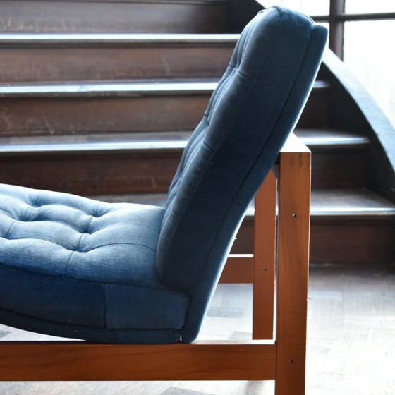 Set of 3 Teak Easy Chairs Ole Gjerlov Knudsen & torben Lind, France & Søn, Armchairs, Textile, Blue (photo 9 of 14)