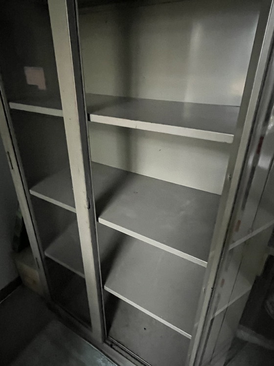 Image 1 of Vintage MEWAF display cabinet / laboratory cabinet metal